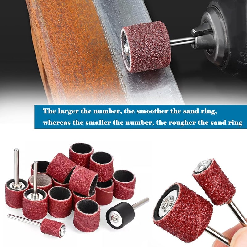 Tnisesm 552Pcs Aluminum Oxide Sanding Drum Set,Including 525 Pieces 80 120 150 240 320 400 600 Grit Drum Sander Sanding Sleeves and 24 Pieces Drum Mandrels for Dremel Rotary Tool,Sanding Drums - Image 5